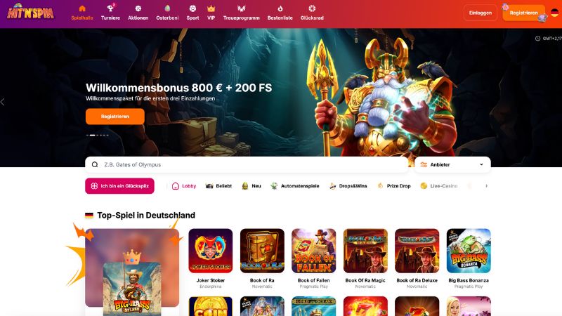 HitNSpin Casino Screenshot Willkommensbonus