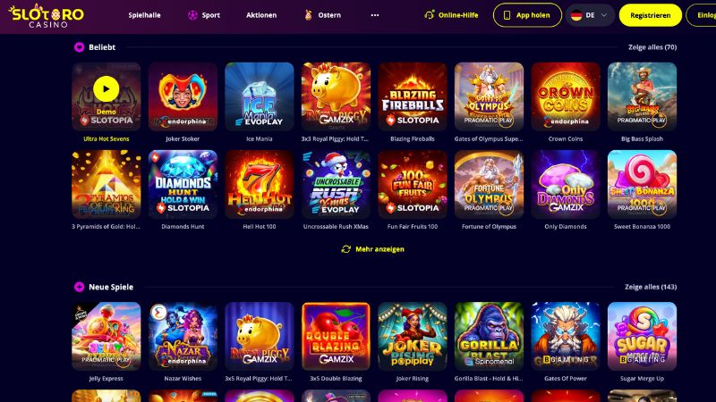 Slotoro Casino Screenshot Spielautomaten